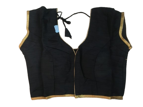 Raw Silk Black Designer Blouse 08